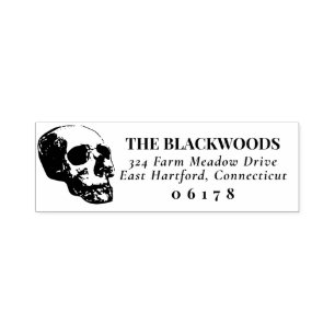 Cool Skull Goth Halloween Name & Rücksendeadresse Permastempel