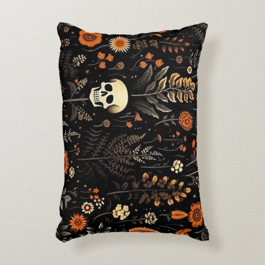 Cool Skull Halloween Pattern Dekokissen (Vorderseite(Vertikal))