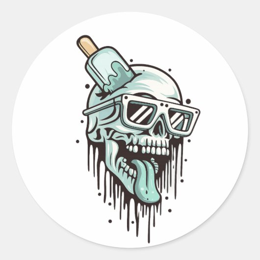 Cool Skull Hoodie & Shades Sticker - Edgy Streetwe (Vorderseite)