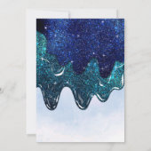 Cool Slate Blue Funkelnd Glitzer Slim Geburtstag Einladung (Rückseite)