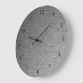 Cool & Sleek Metallic Brushed Silver Clock Große Wanduhr (Winkel)