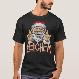 Cool Sleigher Santa Funny Christmas Heavy Metal Mu T-Shirt