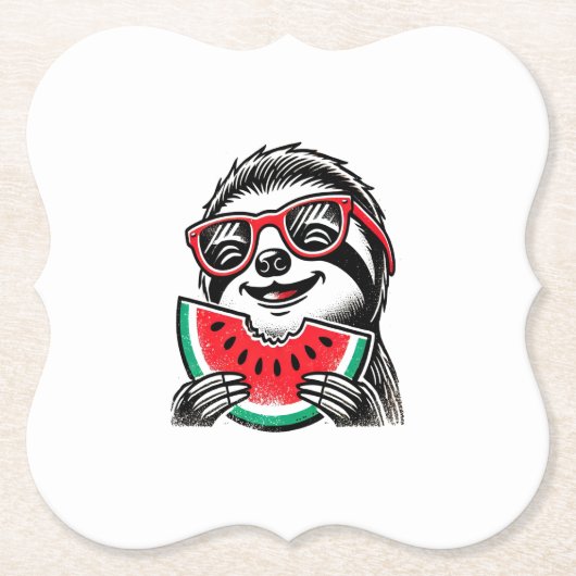 Cool-Sloth, der Wassermelone isst Untersetzer (Vorderseite)
