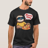 Cool Sloth Eating Pizza with Speech Bubble Pizza T-Shirt (Vorderseite)
