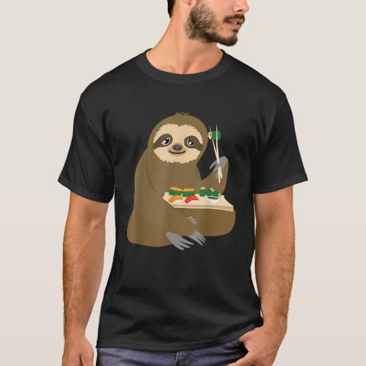 Cool Sloth Eating Sushi Funny Japanischer Food Lov T-Shirt (Vorderseite)