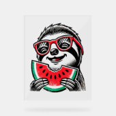 Cool Sloth Eating Watermelon Acrylschild (Vorderseite)