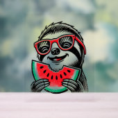 Cool Sloth Eating Watermelon Acrylschild (Neutral)