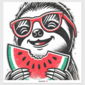 Cool Sloth Eating Watermelon Aufkleber (Blatt)