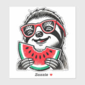 Cool Sloth Eating Watermelon Aufkleber (Blatt)