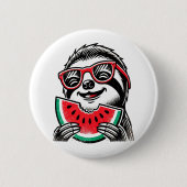Cool Sloth Eating Watermelon Button (Vorderseite)