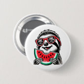 Cool Sloth Eating Watermelon Button (Vorne & Hinten)