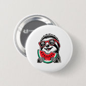 Cool Sloth Eating Watermelon Button (Vorne & Hinten)