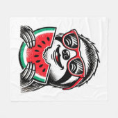 Cool Sloth Eating Watermelon Fleecedecke (Vorderseite (Horizontal))