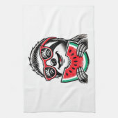 Cool Sloth Eating Watermelon Geschirrtuch (Vertikal)