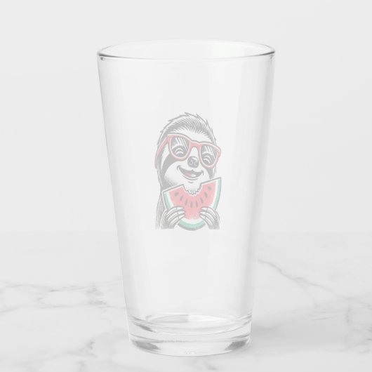 Cool Sloth Eating Watermelon Glas (Rückseite)