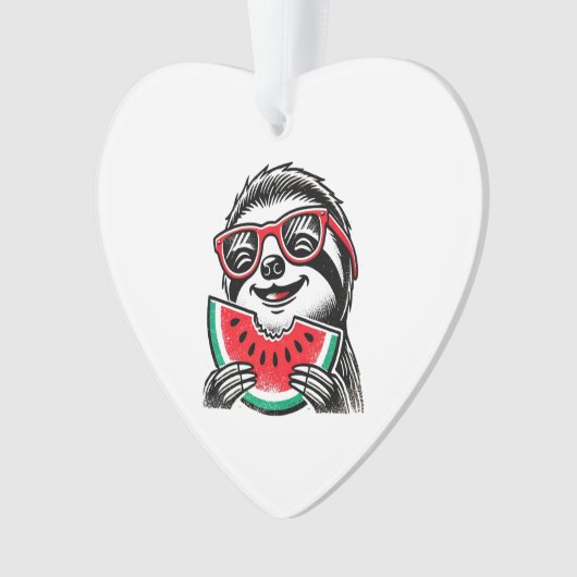 Cool Sloth Eating Watermelon Ornament (Vorderseite)