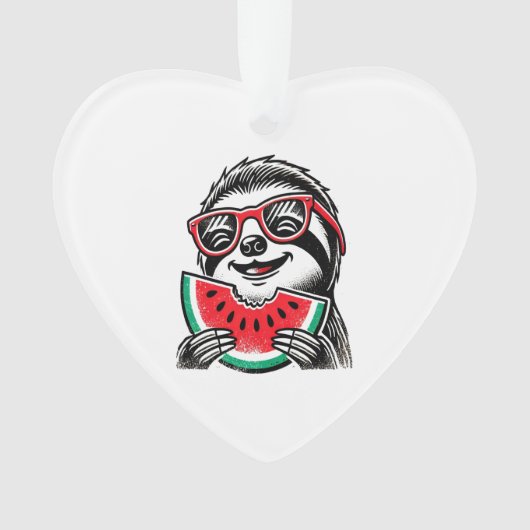 Cool Sloth Eating Watermelon Ornament (Vorderseite)