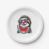Cool Sloth Eating Watermelon Pappteller (Vorderseite)