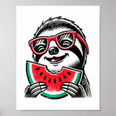 Cool Sloth Eating Watermelon Poster (Vorne)