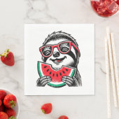 Cool Sloth Eating Watermelon Serviette (Beispiel)