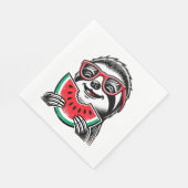Cool Sloth Eating Watermelon Serviette (Ecke)