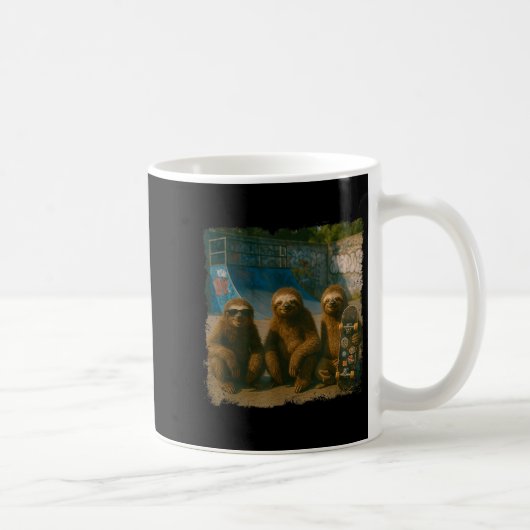 Cool Sloths Skatepark Vintage Photo Kaffeetasse (Rechts)