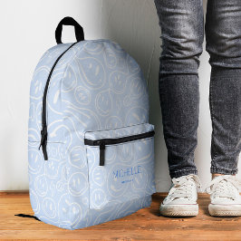 Cool Smile Girly Teen Trendy Sky Blue Bedruckter Rucksack