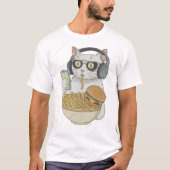 Cool Snack Cat with Headphones . T-Shirt (Vorderseite)