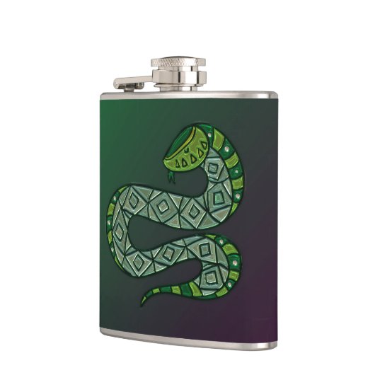 Cool Snake Metallized Tribal Art Flachmann (Links)