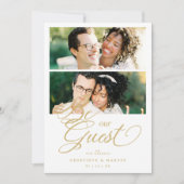 Cool Snazzy Golden Effect 2 Photos Wedding  Save The Date (Vorderseite)
