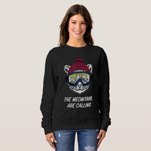 Cool Snowboard Ski Lover Mountain Skier Funny Cat Sweatshirt (Vorne ganz)