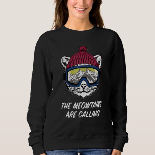 Cool Snowboard Ski Lover Mountain Skier Funny Cat  Sweatshirt (Vorderseite)