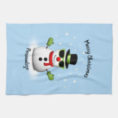 Cool Snowman Adorable Smirk Weihnachtsmann persona Geschirrtuch (Horizontal)