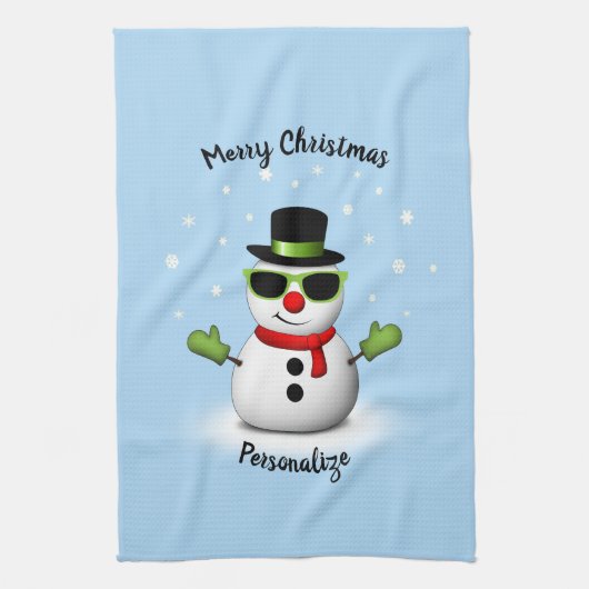 Cool Snowman Adorable Smirk Weihnachtsmann persona Geschirrtuch (Vertikal)