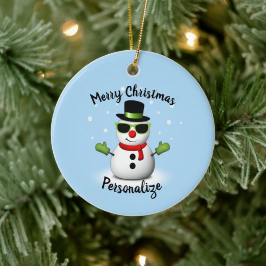 Cool Snowman Adorable Smirk Weihnachtsmann persona Keramik Ornament (Baum)