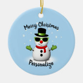 Cool Snowman Adorable Smirk Weihnachtsmann persona Keramik Ornament (Vorne)