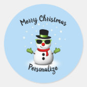 Cool Snowman Adorable Smirk Weihnachtsmann persona Runder Aufkleber (Vorderseite)