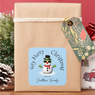 Cool Snowman Frohe Weihnachts Winter Custom Family Quadratischer Aufkleber
