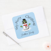 Cool Snowman Frohe Weihnachts Winter Custom Family Quadratischer Aufkleber (Umschlag)