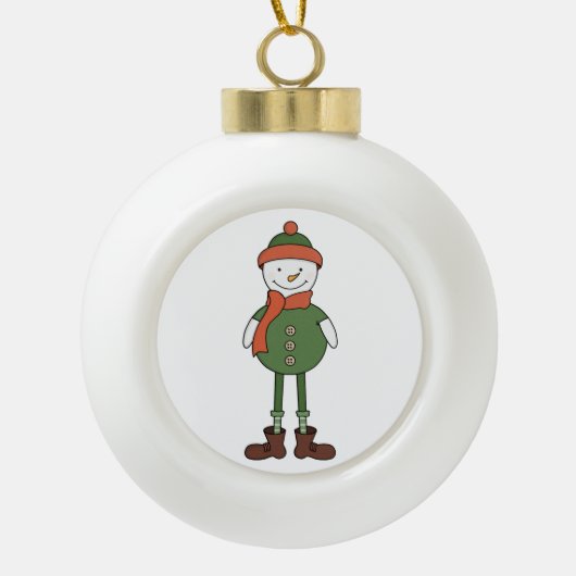 Cool Snowman Keramik Kugel-Ornament (Vorderseite)