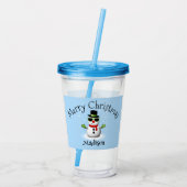 Cool Snowman Merina Weihnachten Familienname Acryltrinkbecher (Rückseite)