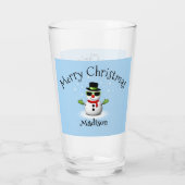 Cool Snowman Merina Weihnachten Familienname Glas (Rückseite)