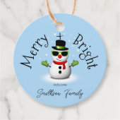 Cool Snowman Merry Bright Weihnachts Custom Family Geschenkanhänger (Vorderseite)