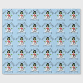 Cool Snowman Merry Bright Weihnachts Custom Family Geschenkpapier (Flach)