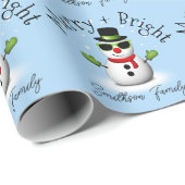 Cool Snowman Merry Bright Weihnachts Custom Family Geschenkpapier (Rolleneckpunkt)