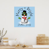Cool Snowman Merry Bright Weihnachts Custom Family Poster (Küche)