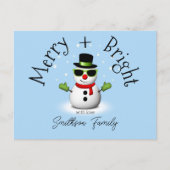 Cool Snowman Merry Bright Weihnachts Custom Family Postkarte (Vorderseite)