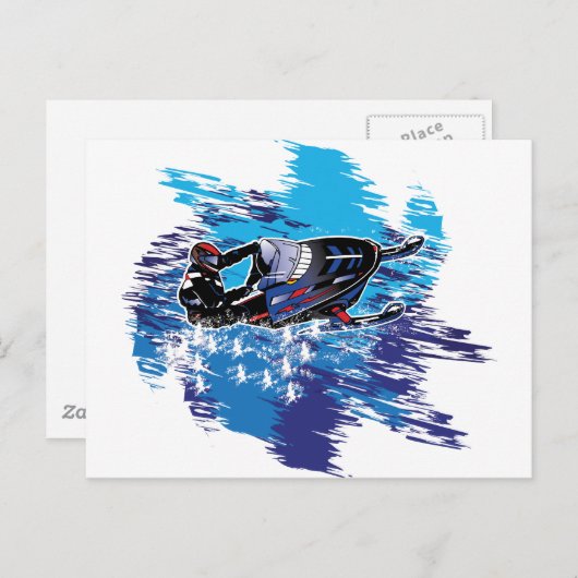 Cool Snowmobiler Postkarte (Vorne/Hinten)