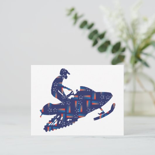 Cool Snowmobiler Postkarte (Stehend Vorderseite)