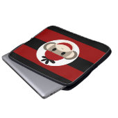 Cool Sock Monkey Beanie Hat Red Black Stripes Laptopschutzhülle (Vorne Knopf)